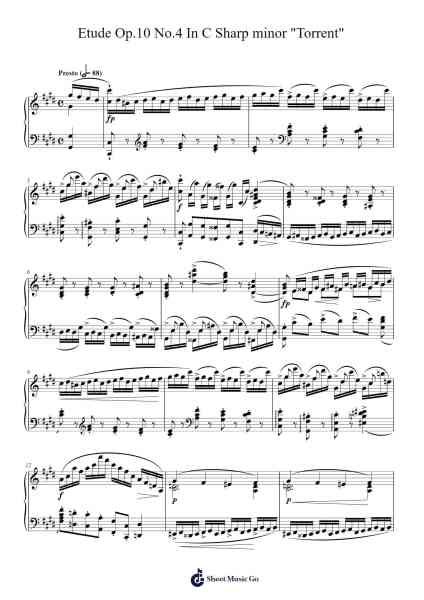 Etude Op. 10 No. 4 in C-sharp Minor "Torrent" Sheet Music by Frédéric Chopin-Arr.Brandwight Gillget