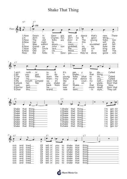 Shake That Thing Sheet Music by "Papa" Charlie Jackson-Arr.Hedbraith