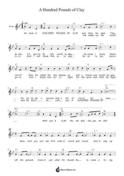 A Hundred Pounds of Clay Sheet Music by Gene McDaniels-Arr.Hodgdice