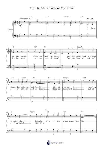 On The Street Where You Live Sheet Music by Lerner & Loewe-Arr.Carldith Saxdunn