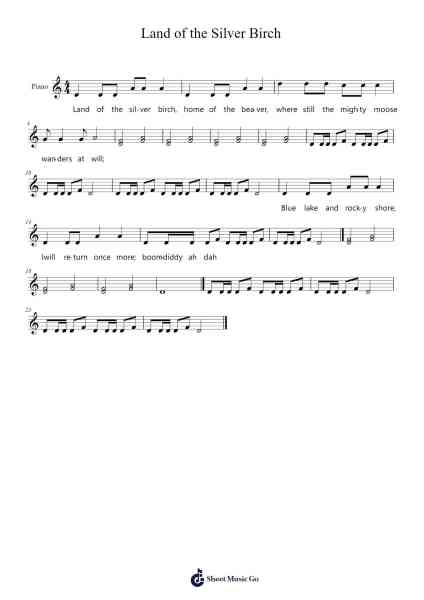 Land of the Silver Birch Sheet Music by Canadian Folk Song-Arr.Leethey Yvetteroll