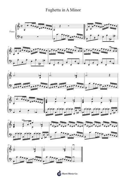 Fughetta in A Minor Sheet Music by G. Moreno-Arr.Luda Gaian