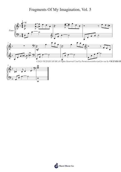 Fragments Of My Imagination, Vol. 5 Sheet Music by Vicenzo Piano-Arr.Bloorgrace Springa
