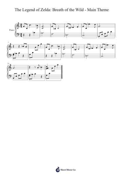 The Legend of Zelda: Breath of the Wild - Main Theme Sheet Music by Manaka Kataoka-Arr.Huttbins