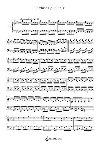 Prelude Op.13 No.3 Sheet Music by PianoLC-Arr.Joshgins Widred