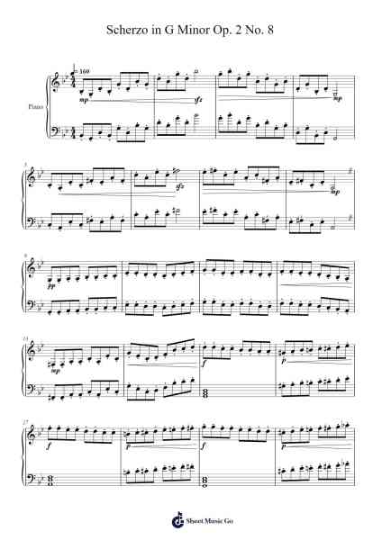 Scherzo in G Minor, Op. 2 No. 8 Sheet Music by Adedair Boscan-Arr.Simpmark