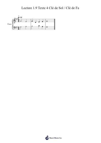 Lecture 1.9 Texte 4 Clé de Sol / Clé de Fa Sheet Music by -Arr.Browningking