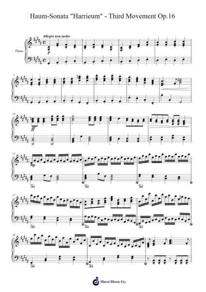 Sonata "Harrieum" in A Minor, Op. 16: III. Movimento Sheet Music by Viomin-Arr.Famund Coothy