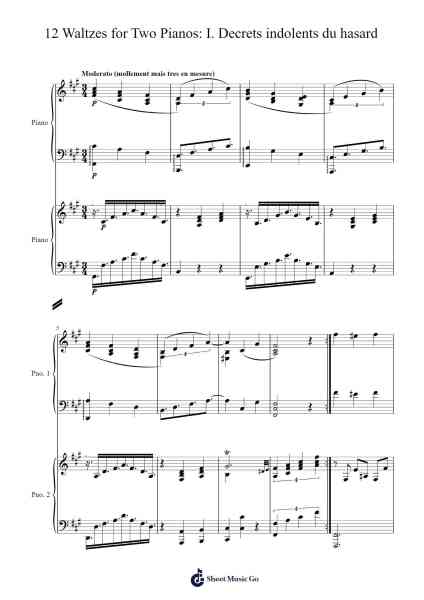 12 Waltzes for Two Pianos: I. Decrets indolents du hasard Sheet Music by Reynaldo Hahn-Arr.Kirkckle Clarkckle