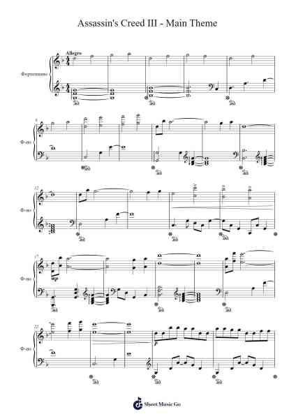 Assassin's Creed III - Main Theme Sheet Music by Lorne Balfe-Arr.Mollwalsh Dinions