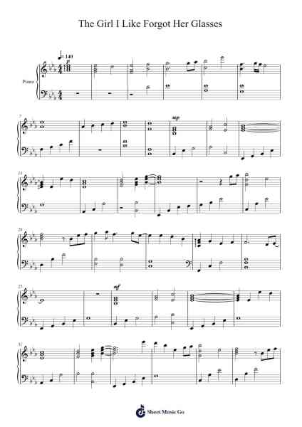The Girl I Like Forgot Her Glasses Sheet Music by jimmythumb-P-Arr.Clarknence
