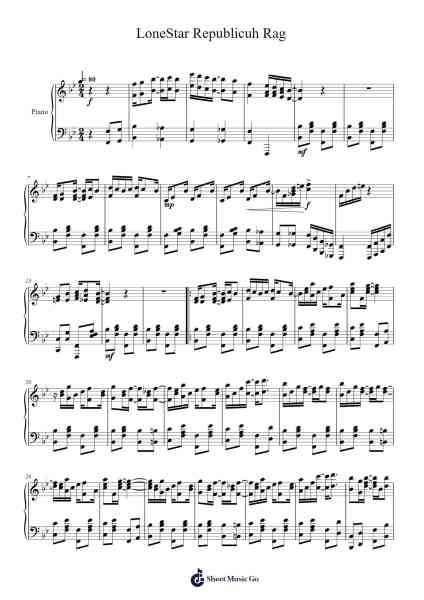 LoneStar Republicuh Rag Sheet Music by Alan Aranda-Arr.Vicnick Hoodpy