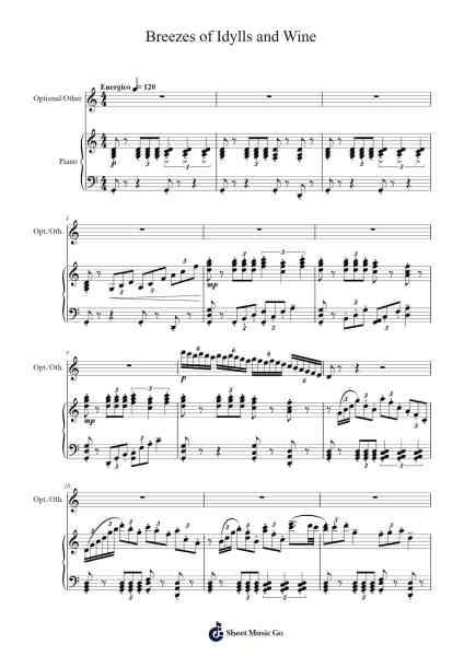 Breezes of Idylls and Wine Sheet Music by Yu-Peng Chen-Arr.Lespenn