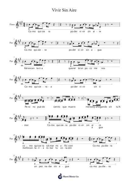 Vivir Sin Aire Sheet Music by Maná-Arr.Louhal