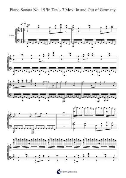 Piano Sonata No. 15 'In Ten' - 7 Mov: In and Out of Germany Sheet Music by JCS/TAB-Arr.Odefred