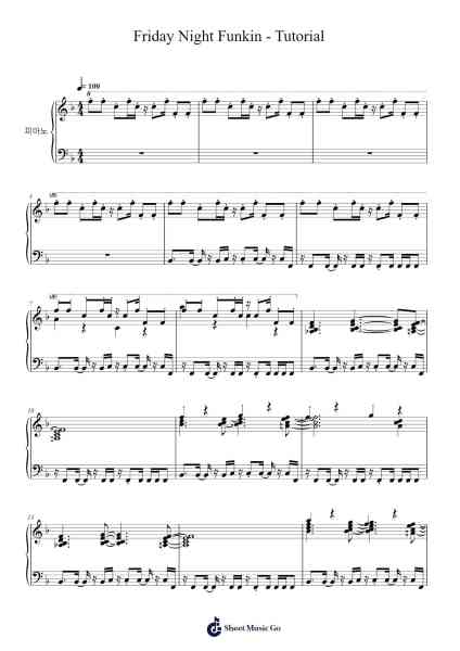 Friday Night Funkin - Tutorial Sheet Music by Kawai Sprite-Arr.Grihicks Mulou