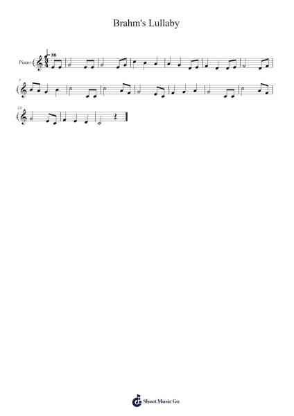 Brahm's Lullaby Sheet Music by Johannes Brahms-Arr.Leighruth