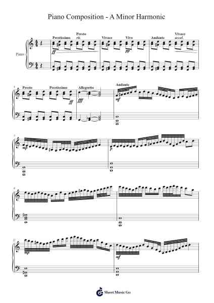 Piano Composition - A Minor Harmonic Sheet Music by Steven Cullifer-Arr.Hubpir