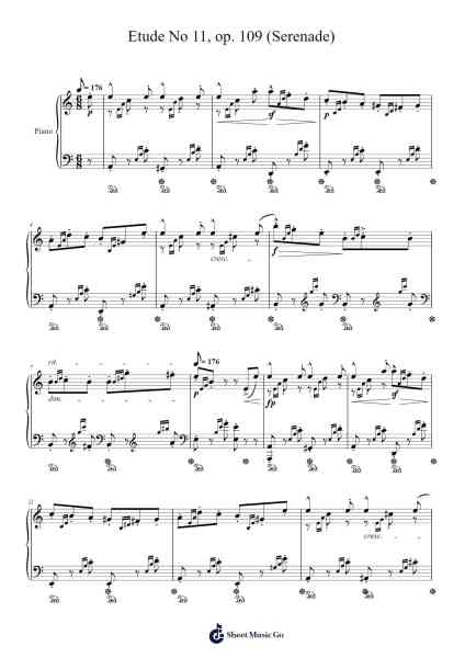 Etude No 11, op. 109 (Serenade) Sheet Music by Friedrich Burgmüller-Arr.Terwyatt Hangan