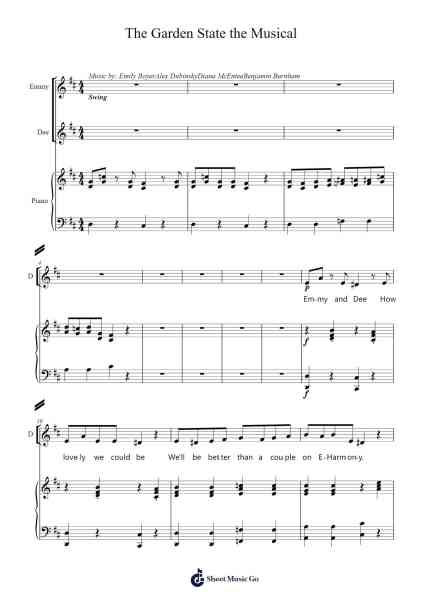 The Garden State the Musical Sheet Music by Emily Boyer/Alex Dubinsky/Diana McEntee-Arr.Simpdre