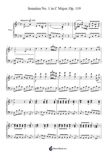 Sonatina No. 1 in C Major, Op. 119 Sheet Music by Samuel D. Kubik-Arr.Babphy