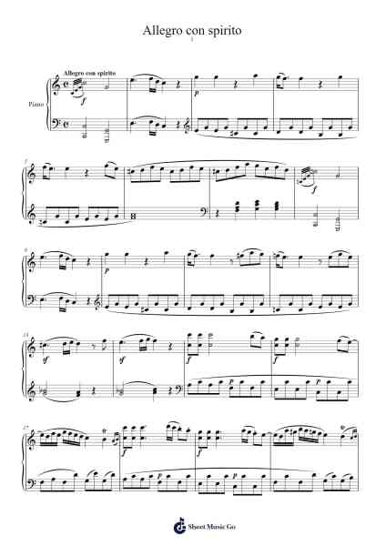 Piano Sonata No. 7 in C Major, K. 284b: I. Allegro con spirito Sheet Music by Wolfgang Amadeus Mozart-Arr.Gailgale