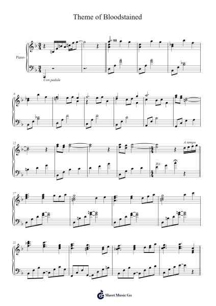 Theme of Bloodstained Sheet Music by Michiru Yamane-Arr.Boycefax