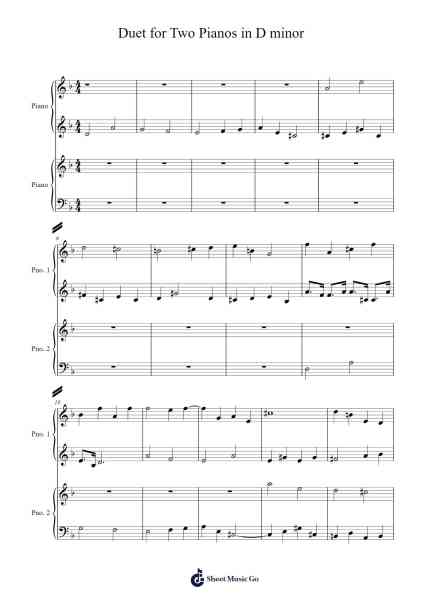 Duet for Two Pianos in D minor Sheet Music by Melly Tabbon-Arr.Virgreg