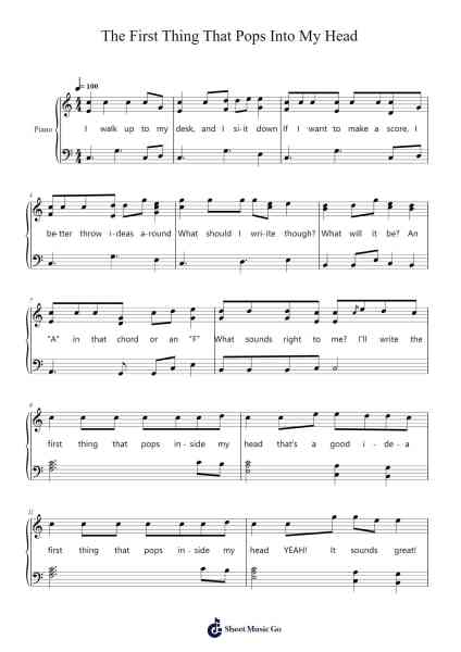 The First Thing That Pops Into My Head Sheet Music by kingdcl-Arr.Wyli