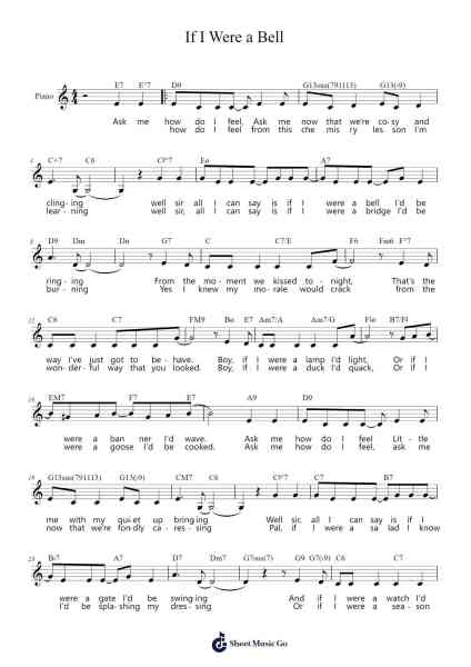 If I Were a Bell Sheet Music by Frank Loesser-Arr.Vefrank Graseph