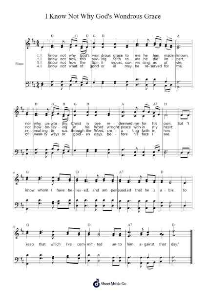 I Know Not Why God's Wondrous Grace Sheet Music by James McGranahan-Arr.Jorrell