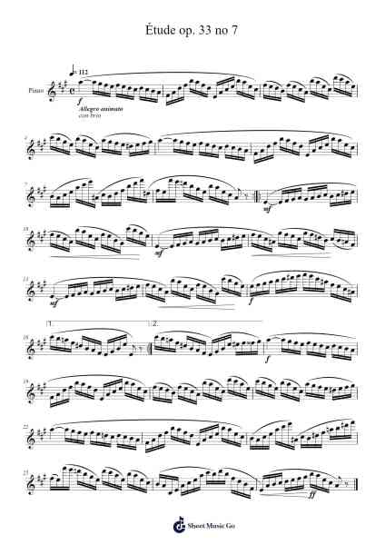 Étude Op. 33 No. 7 Sheet Music by Joachim Andersen-Arr.Kirkckle Clarkckle