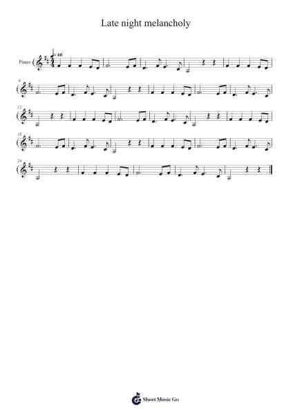 Late Night Melancholy Sheet Music by Rude Boy & White Cherry-Arr.Herkyle