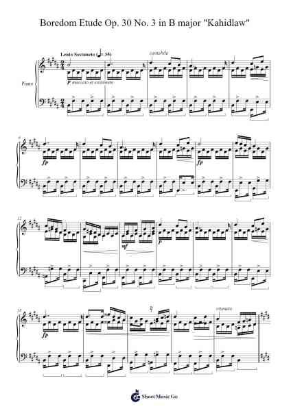 Etude Op. 30 No. 3 in B Major "Kahidlaw" Sheet Music by J. Javier-Arr.Rooven