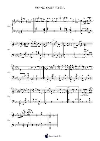 Yo No Quiero Na Sheet Music by Isidoro Hernandez-Arr.Bonyork