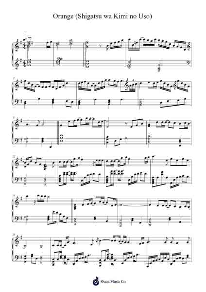 Orange (Shigatsu wa Kimi no Uso) Sheet Music by Masaru Yokoyama-Arr.Stilkim