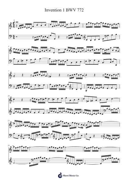 Invention No. 1 in C Major, BWV 772 Sheet Music by Johann Sebastian Bach-Arr.Thornnah