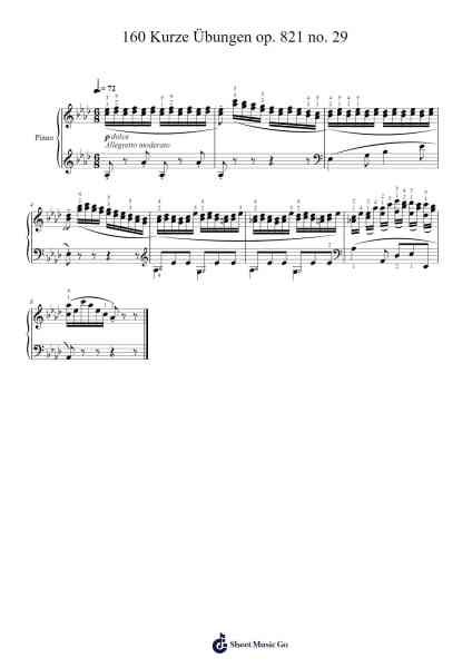160 Kurze Übungen, Op. 821: No. 29 Sheet Music by Carl Czerny-Arr.Milnett