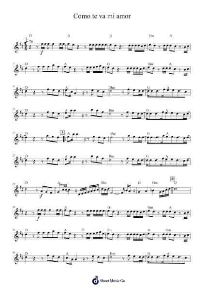 Como te va mi amor Sheet Music by Pandora-Arr.Grelitt Bachdrow