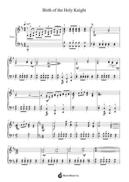 Birth of the Holy Knight Sheet Music by Yuka Tsujiyoko-Arr.Raemen