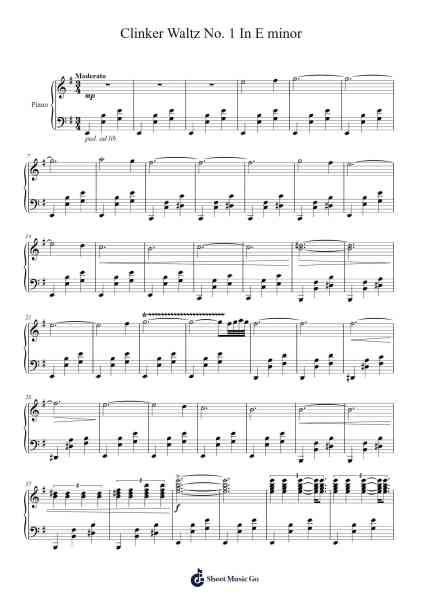 Waltz No. 1 in E Minor Sheet Music by Hoolind Saxwald-Arr.Davehan