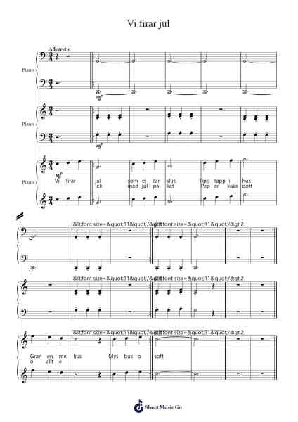 Vi firar jul Sheet Music by Linbright-Arr.Puhill Wesreen