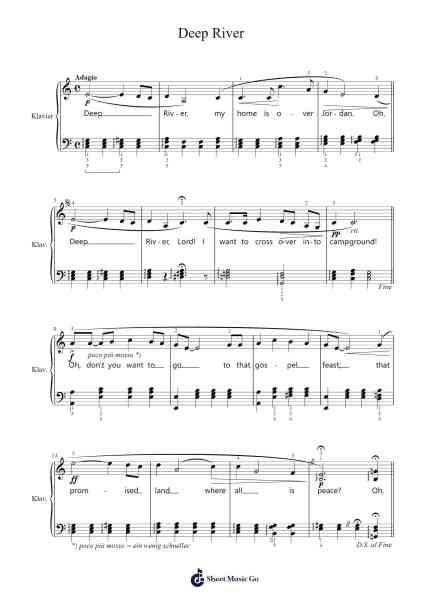 Deep River Sheet Music by Misc Traditional-Arr.Darcarr