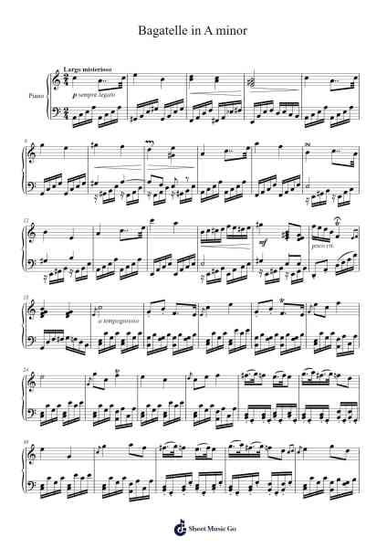 Bagatelle in A Minor, WoO 59 "Für Elise" Sheet Music by Eduard K. Tomas-Arr.Vicstowe Diaearl