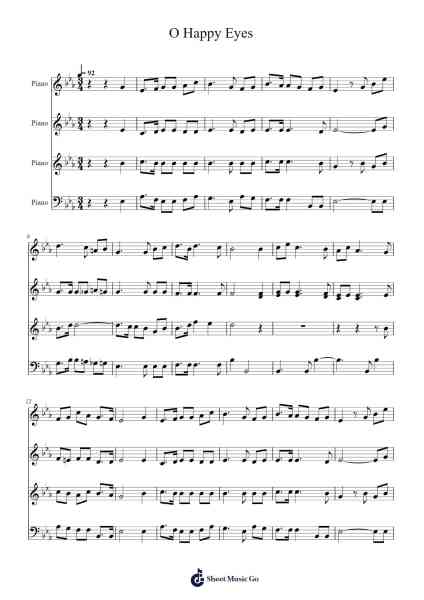 O Happy Eyes Sheet Music by -Arr.Caewald Tabpritt