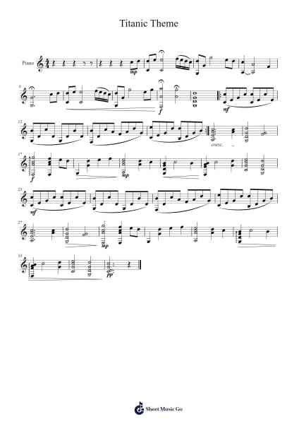 Titanic Theme Sheet Music by James Horner-Arr.Temlouie Ramsjo