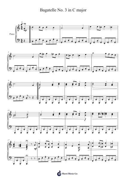 Bagatelle No. 3 in C major Sheet Music by Swiftlvis-Arr.Bingpiers Georlance