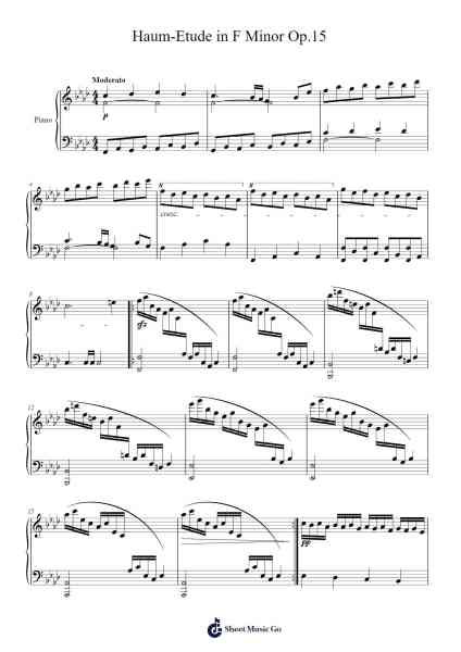 Etude in F Minor, Op. 15 Sheet Music by Viomin-Arr.Marmo