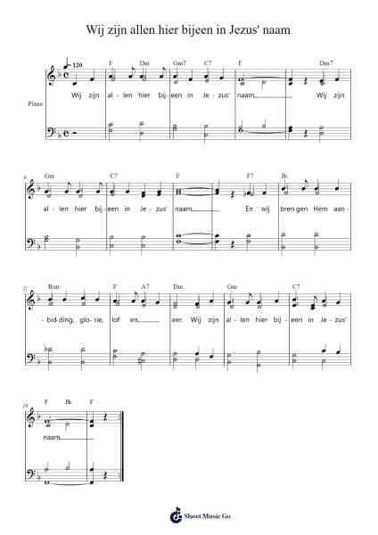 Wij zijn allen hier bijeen in Jezus' naam Sheet Music by -Arr.Bardse Halwatt
