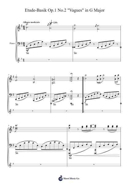 Etude-Basik Op.1 No.2 "Vagues" in G Major Sheet Music by Zoblume-Arr.Handre Raekiel